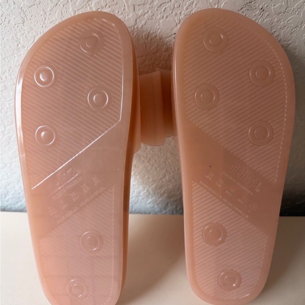 NWOT Melissa Babe Soft Bow Slides | Light Pink Designer Jelly Sandals - Picture 5 of 7